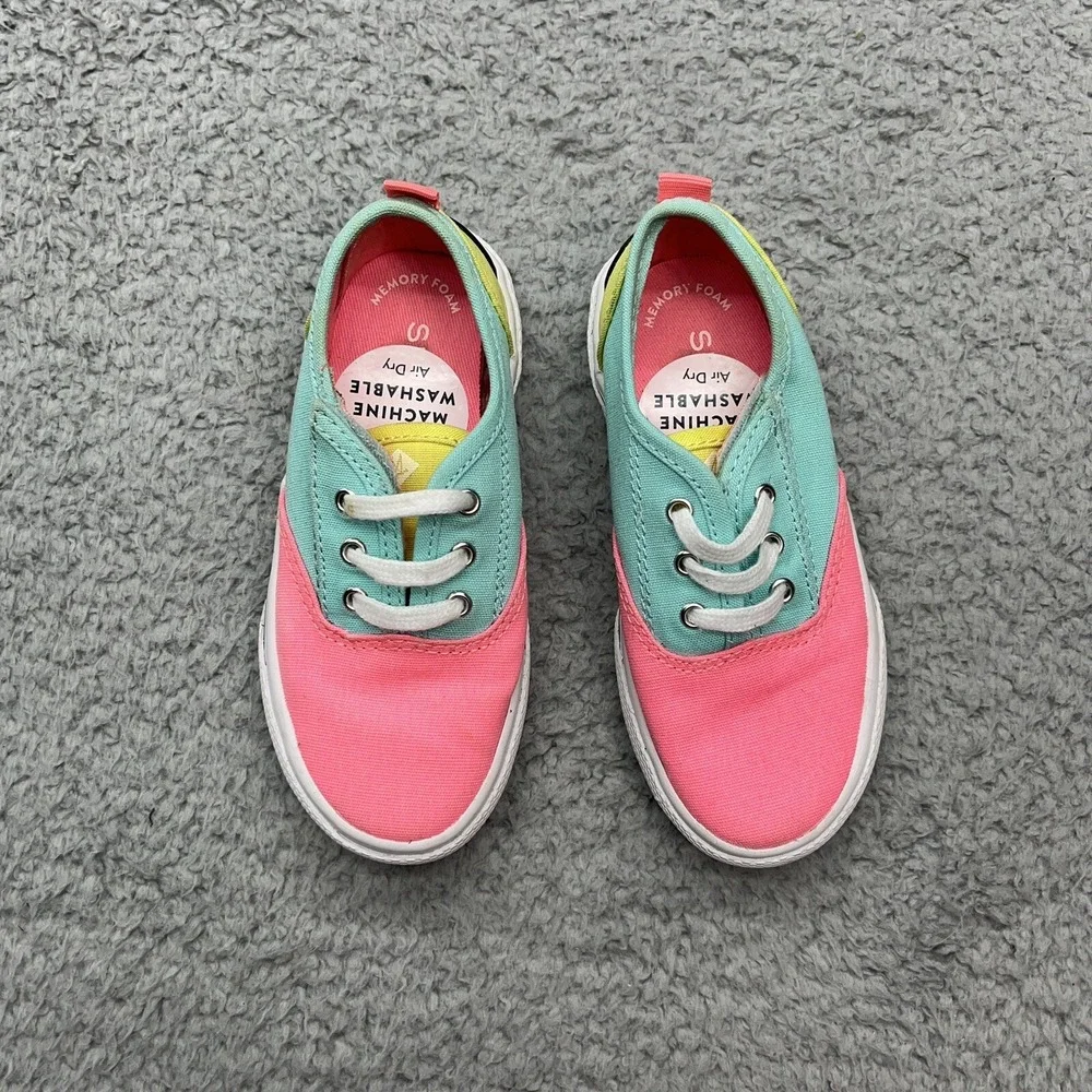 Sperry Top-Sider‎ Pier Wave Sneakers Jr Girls 8M Boat Shoes Pink Teal Yellow